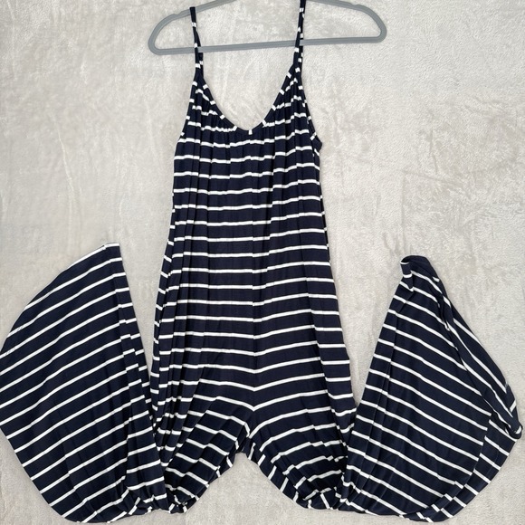 Maurices Women Wide Leg Jumpsuit Small  Beachy Nautical Striped Preppy NWT - Picture 2 of 14